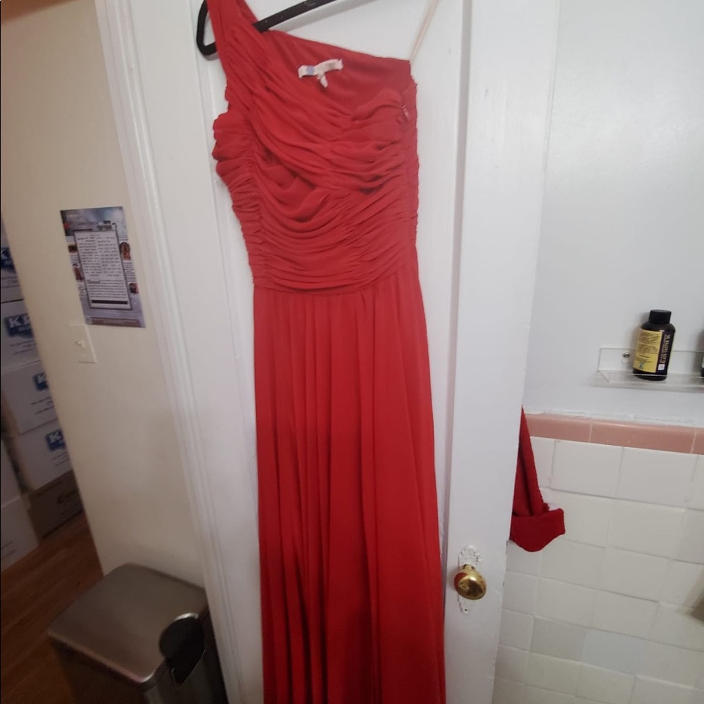 Rich red halter Halstead heritage gown